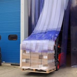 Kit rideau à lanières PVC nervuré transparent sur mesure pour passage de chariot élévateur