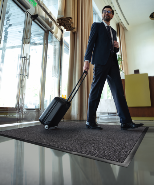 Tapis d'entrée polyamide résistant Cosmo ignifugé Cfl-S1 avec dossier vinyle Nebulasol